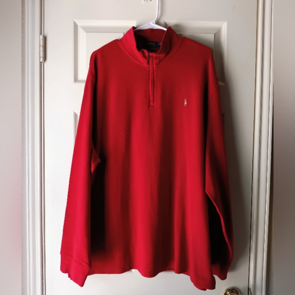 Ralph Lauren Men's Bold Red Zip-Up Sweater